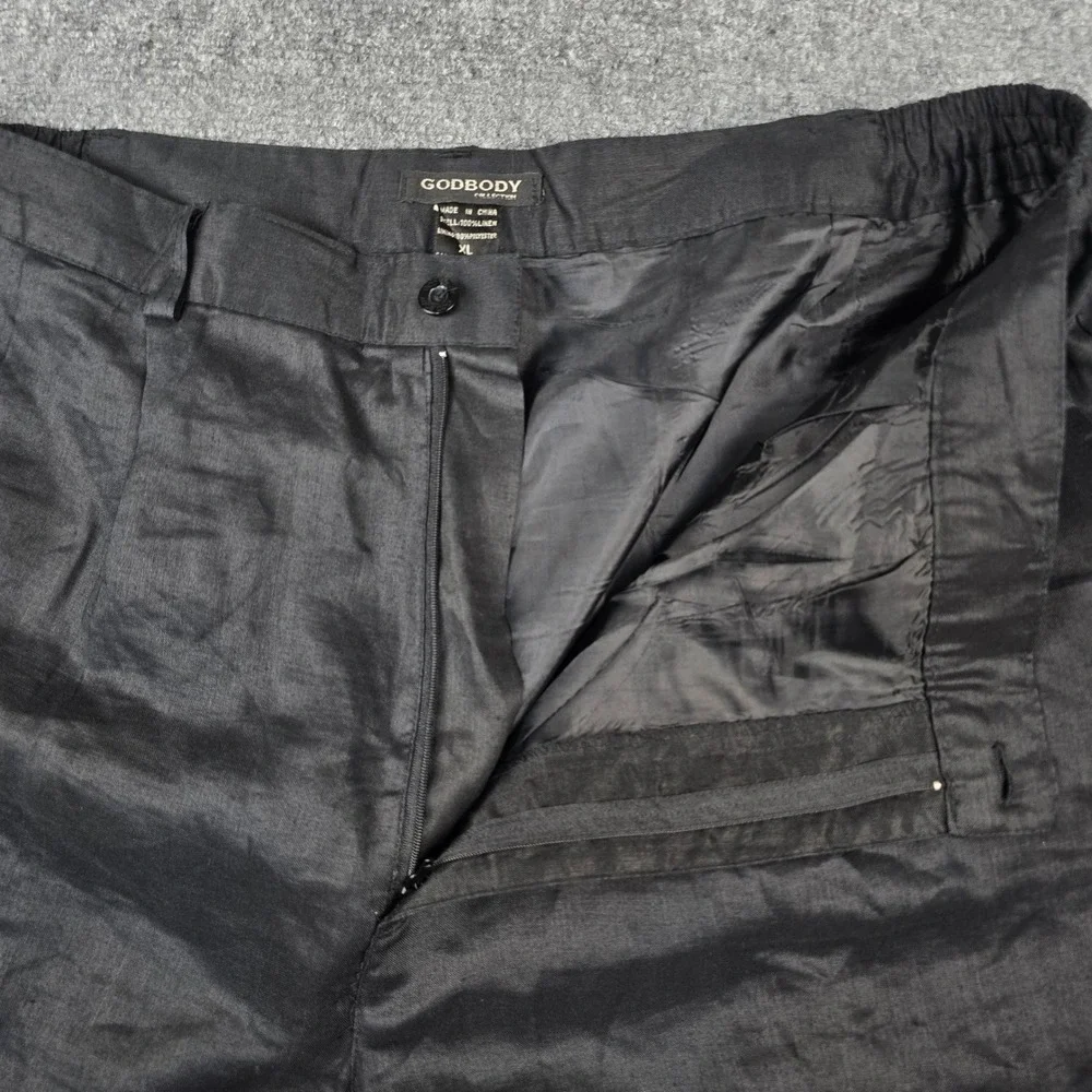 Godbody Collection Mens Black 100% Linen Pleated Dress Pants Size 38 XL